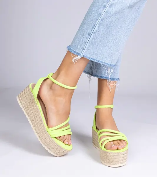marka niezdefiniowana Green platform espadrille sandals Panola