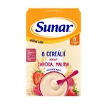 Sunar mléčná kaše s 8 cereáliemi jahoda, malina 210g