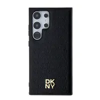 Zadní kryt DKNY PU Leather Repeat Pattern Stack Logo MagSafe pro Samsung Galaxy S24 Ultra, černá