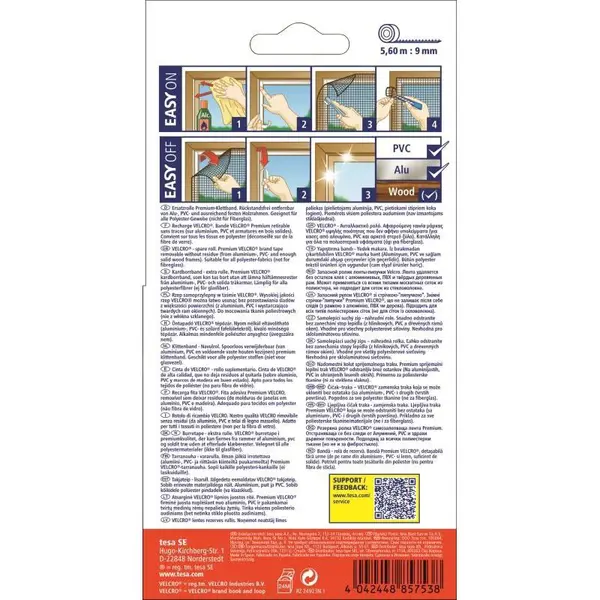 Zip suchý samolepící, 5,6 m x 0,9 mm, bílý, TESA