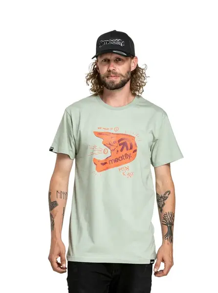 Meatfly pánské tričko Fullface Mossy Green | Zelená | Velikost XXXL | 100% bavlna