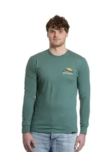 Meatfly pánské tričko s dlouhým rukávem Julien Teal Green Mountains | Zelená | Velikost XXXL | 100% bavlna