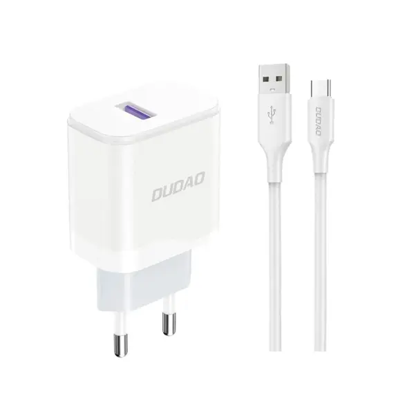 Dudao A20EU nabíječka USB 18W + kabel USB - USB-C, bílá