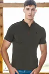 T9571 DEWBERRY MEN'S ZIPPERED T-SHIRT-KHAKI