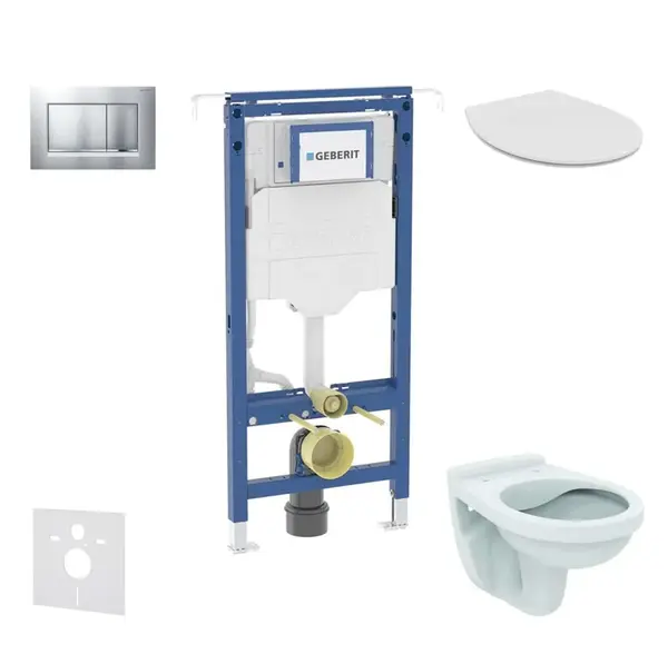 Geberit Duofix - Set predstenovej inštalácie, WC Alpha s doskou, tlačidlo Sigma20, chróm mat/chróm SANI11CD2101