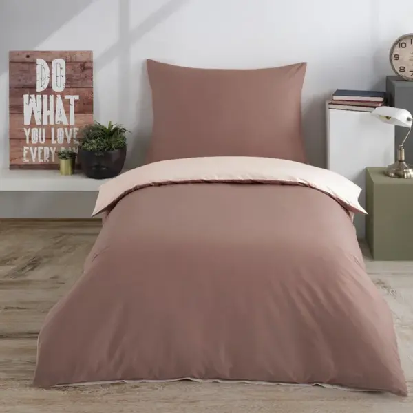 Jednofarebné obliečky bavlnené Charming hnedo-krémové EMI Štandardný set jednolôžko obsahuje 1x 140x200 + 1x 70x90