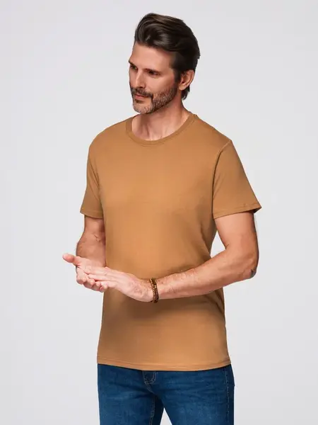 Ombre BASIC men's classic cotton T-shirt - brown