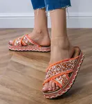 marka niezdefiniowana Orange flip-flops with rhinestones on the straps Kelara