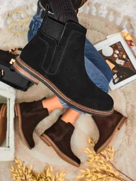 Resti Black Ariston Leather Suede Ankle Boots