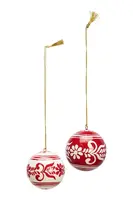 Sada vánočních ozdob Madam Stoltz 5 cm 2-pack červená barva
