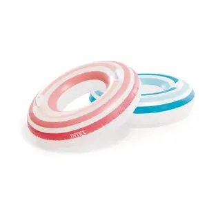 Nafukovací kruh s madly Pruhy - Oranžovo - růžový