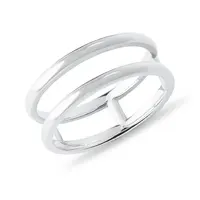 Dvojitý prsten z bílého 14k zlata KLENOTA