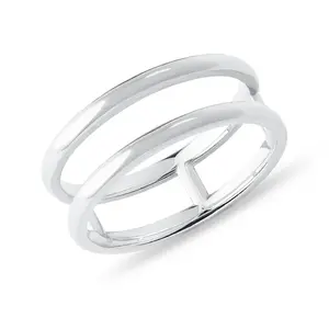 Dvojitý prsten z bílého 14k zlata KLENOTA