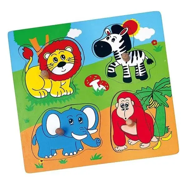 VIGA ZOO Dřevěné puzzle s úchyty, mix, velikost