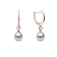 Náušnice z ružového zlata s Akoya perlou a diamantmi KLENOTA