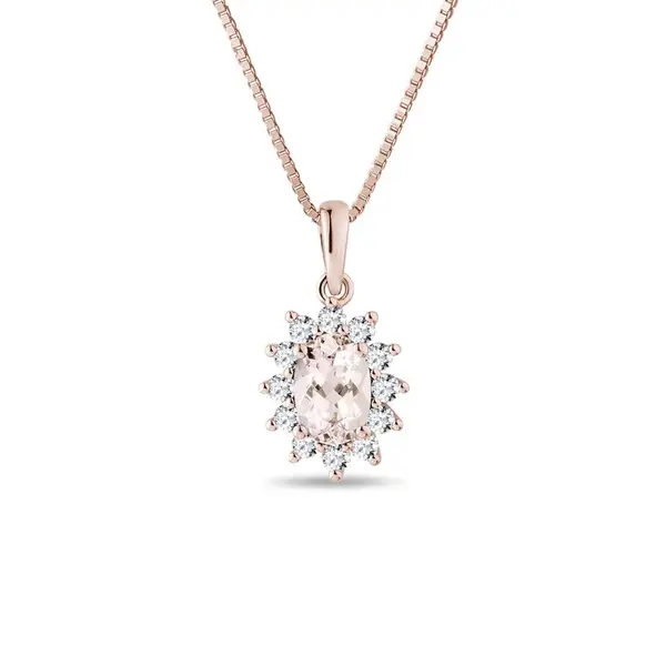 Náhrdelník z ružového zlata s morganitom a diamantmi KLENOTA