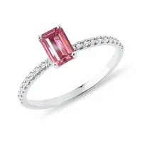 Diamantový prsten z bílého zlata s turmalínem KLENOTA