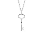Náhrdelník klíč z bílého zlata s diamantem KLENOTA