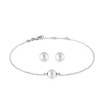 Perlová sada náušnic a náramku v bílém 14k zlatě KLENOTA