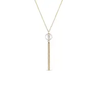 Náhrdelník s bílou sladkovodní perlou ve žlutém zlatě KLENOTA