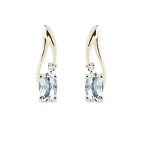 Náušnice ze žlutého zlata s akvamaríny a diamanty KLENOTA