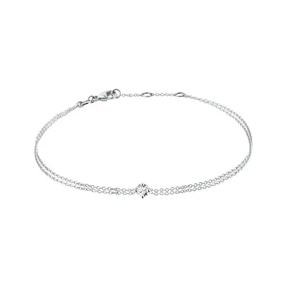 Dvojitý náramek z bílého zlata s diamantem KLENOTA