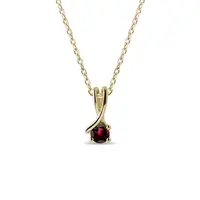 Zlatý náhrdelník stužka s granátem KLENOTA