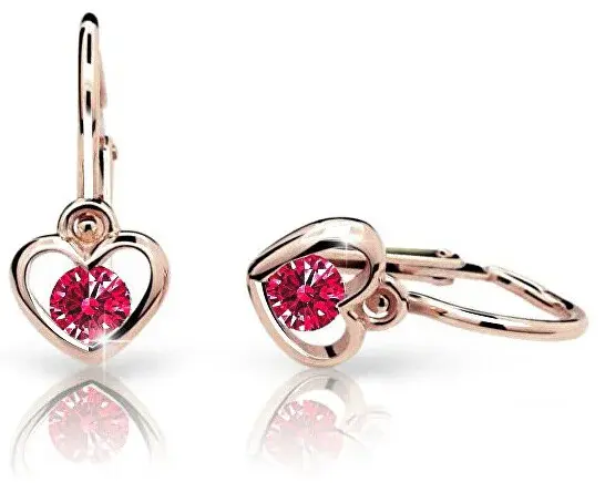 Cutie Jewellery Dětské náušnice z růžového zlata C1943-10-X-4 červená