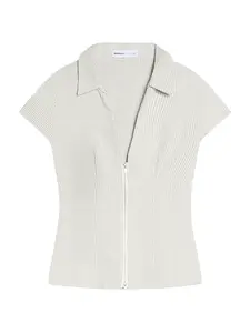 Bershka Blúzka  farby bahna / prírodná biela