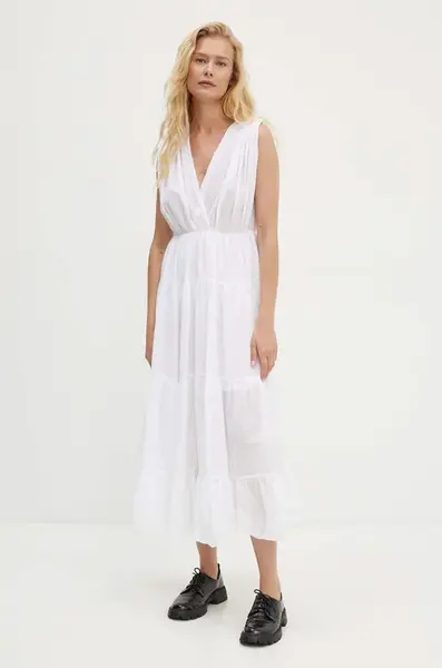 Bavlněné šaty Answear.LAB bílá barva, maxi