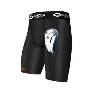 Shock Doctor 221 CORE COMPRESSION SHORT Kompresné šortky so suspenzorom, čierna, veľkosť