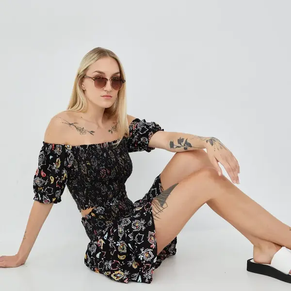 Halenka Superdry dámská, černá barva, vzorovaná