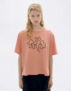 Tričko Thinking MU Flower Rope Pink Lucia Tee PINK