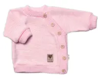 Baby Nellys Pletený svetřík s knoflíčky, zap. bokem, Hand Made,růžový,56/62