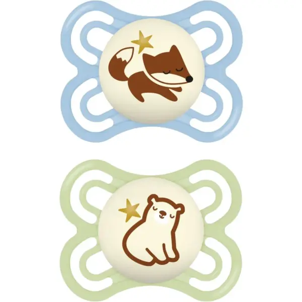 MAM Perfect Night 0+ months dudlík Blue/ Green 2 ks