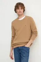 Bavlněný svetr Tommy Hilfiger hnědá barva, lehký, MW0MW36347