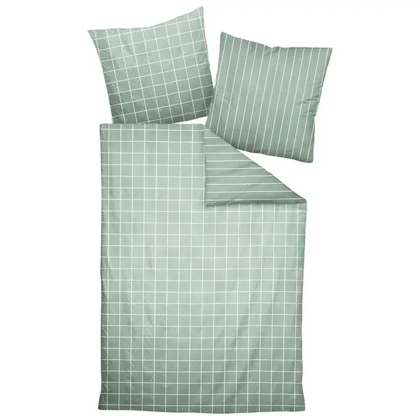 Janine POVLEČENÍ, makosatén, bílá, šalvějově zelená, 140/200 cm