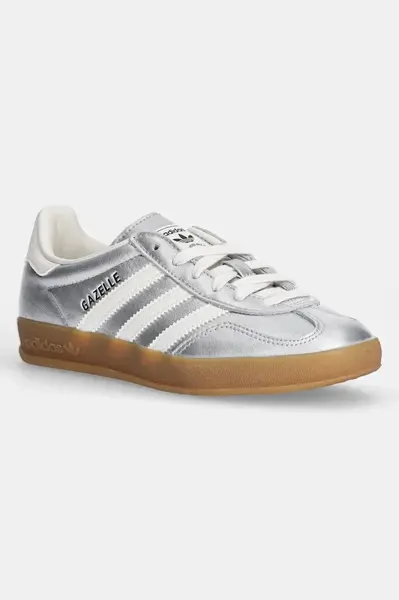 Kožené tenisky adidas Originals Gazelle Indoor stříbrná barva, JR1206