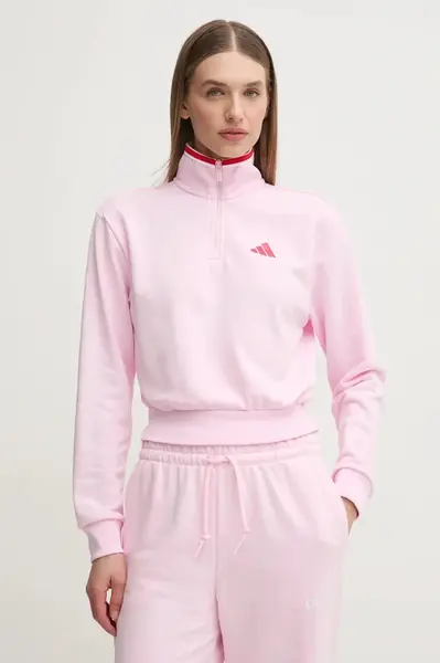 Mikina adidas W CB Color Pop dámská, růžová barva, vzorovaná, JG4174