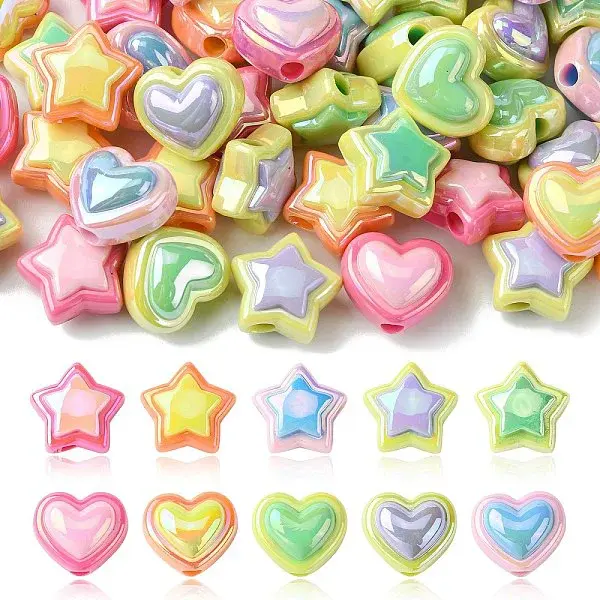 50Pcs 10 Styles Opaque Acrylic Beads