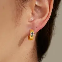 Minimalist Hip-hop Style Cross 201 Stainless Steel Hoop Earrings