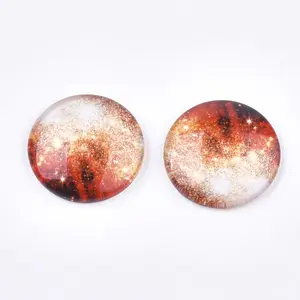 Starry Sky Pattern Printed Glass Cabochons