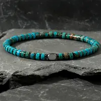 Dyed Natural Imperial Jasper & Synthetic Non-magnetic Hematite Beads Stretch Bracelets for Men