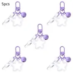 5Pcs Transparent Luminous Acrylic Star & Brass Bell & Oval Link Pendant Decorations