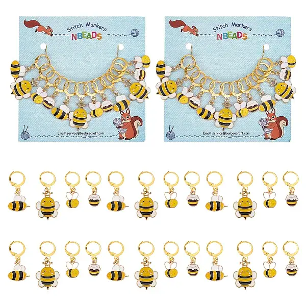 Alloy Enamel Bees & Honey Jar Pendant Locking Stitch Markers