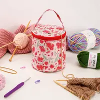 Oxford Zipper Knitting Bucket Bag with Handle