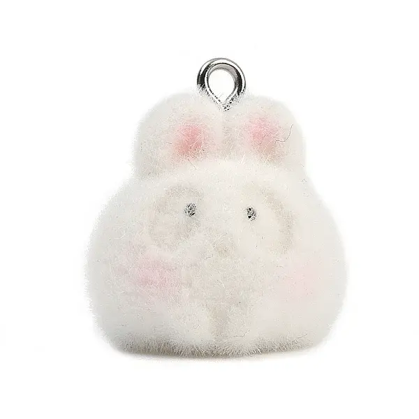 Flocky Opaque Rabbit Resin Pendants