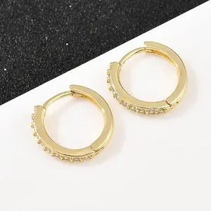 Brass Cubic Zirconia Hoop Earrings