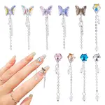 10Pcs 10 Styles Butterfly & Flower Alloy K9 Glass Charms Nail Art Decoration