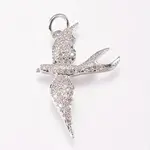 Brass Micro Pave Cubic Zirconia Bird Pendants